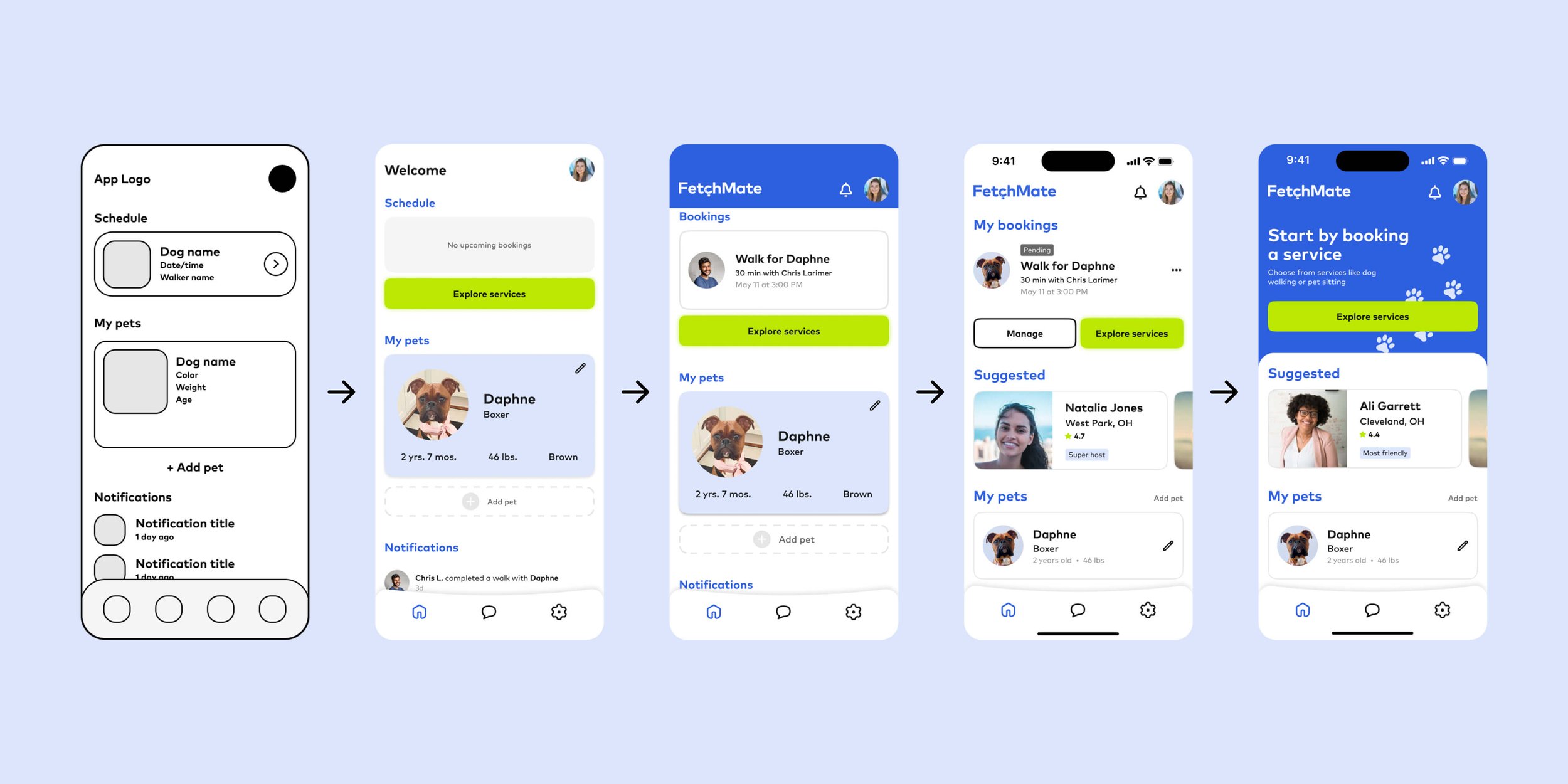 Fetchmate — design iteration