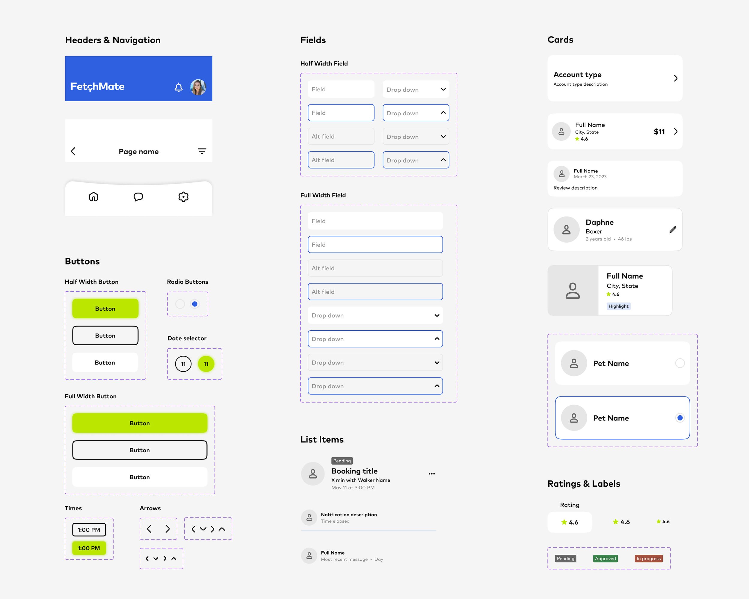 Fetchmate — UI kit